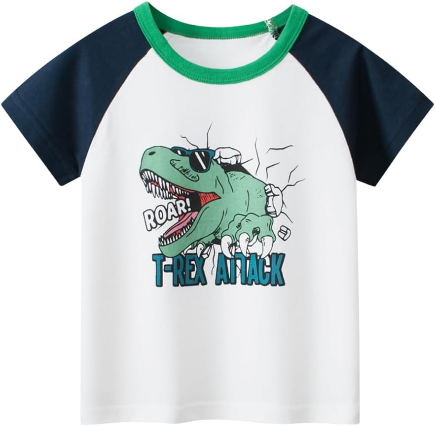 Boys' 4-Pack Excavator Short Sleeve Crewneck T-Shirts Top Tee Size 2-7 Years Toddler Boys' Value Pack Cotton T-Shirt