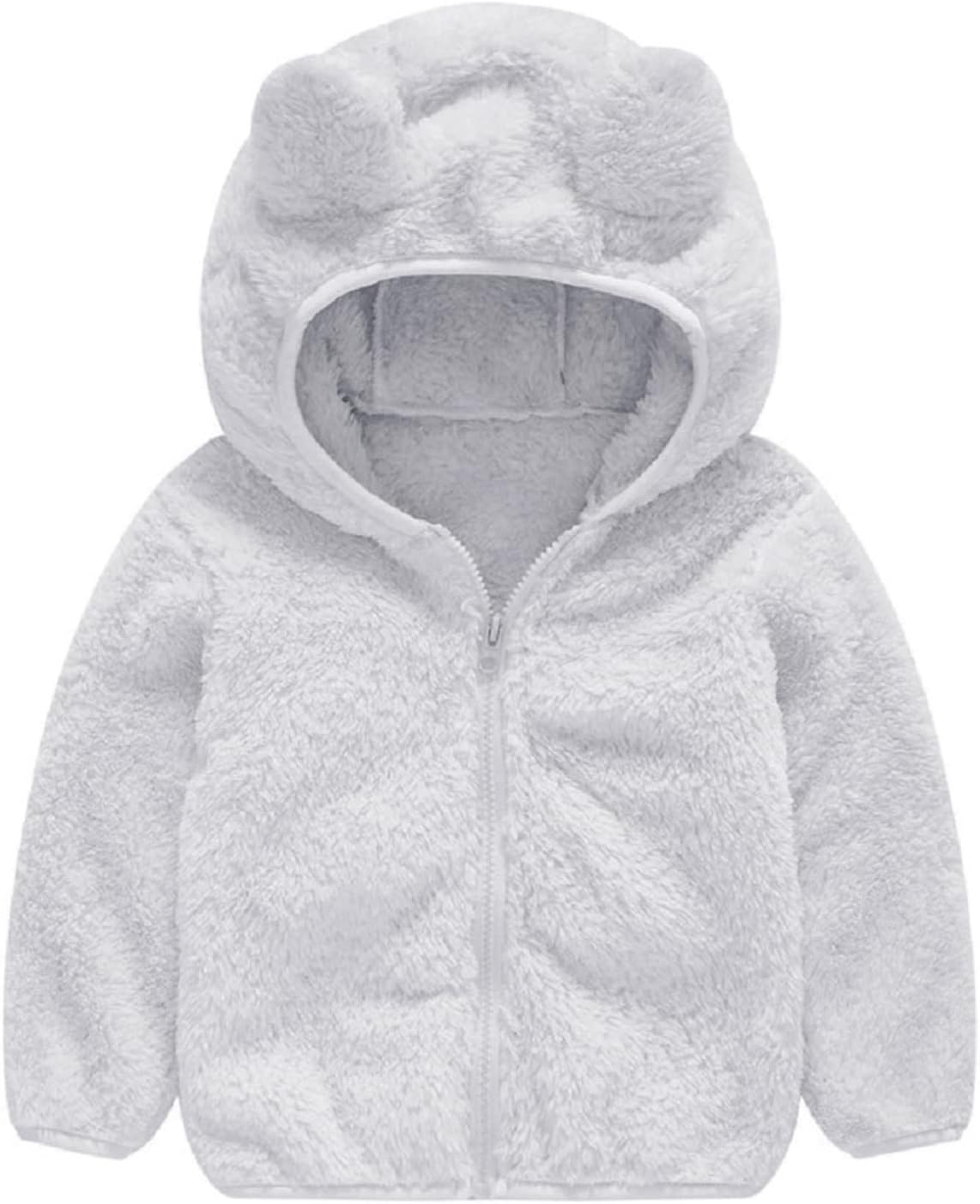Toddler Girls Boys Fleece Hoody Jacket Zip Up Teddy Coat Warm Winter Outwear