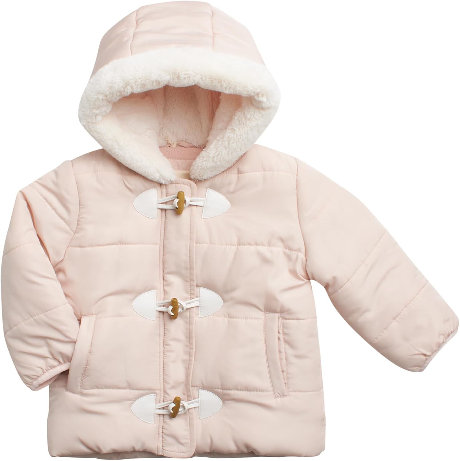 Infant Girls Puffer Jacket - Quilted Sherpa Lined Hood Heated Winter Jackets for Toddler Girls (12M-24M)