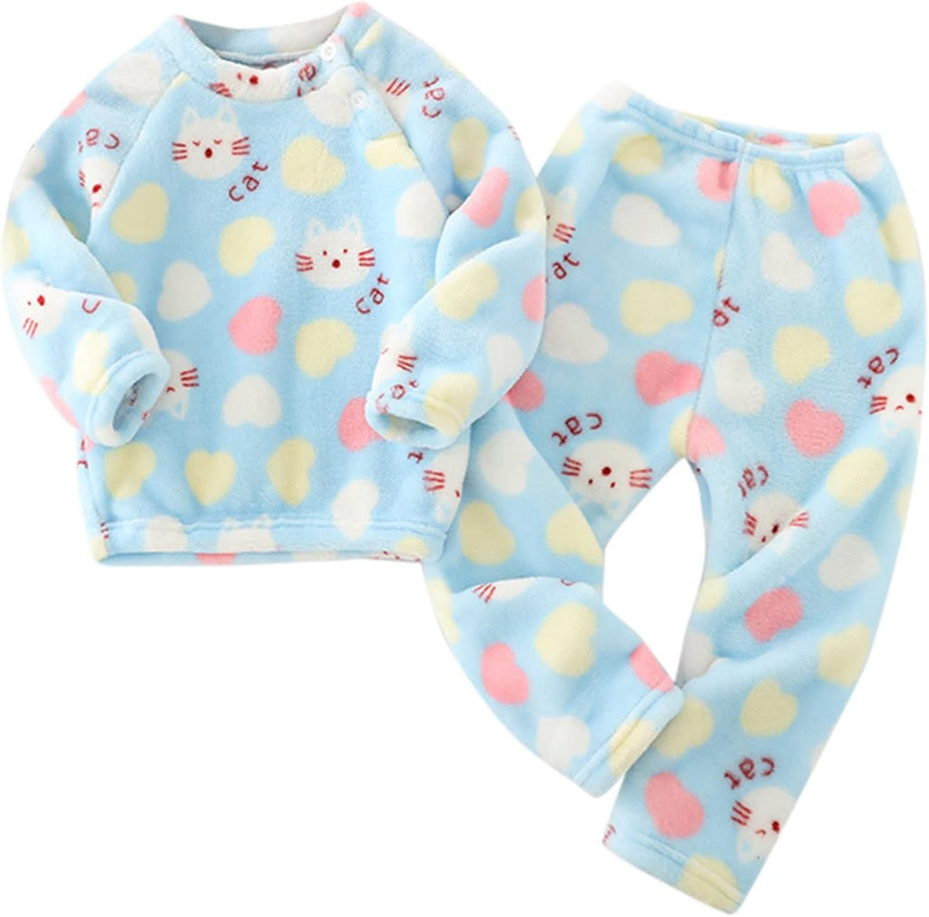 2 Piece Toddler Boys Girls' Winter Fleece 𝐏ajama Set Warm Plush Pullover Tops Pants Sl𝐞epwear Set 𝐏js Outfits