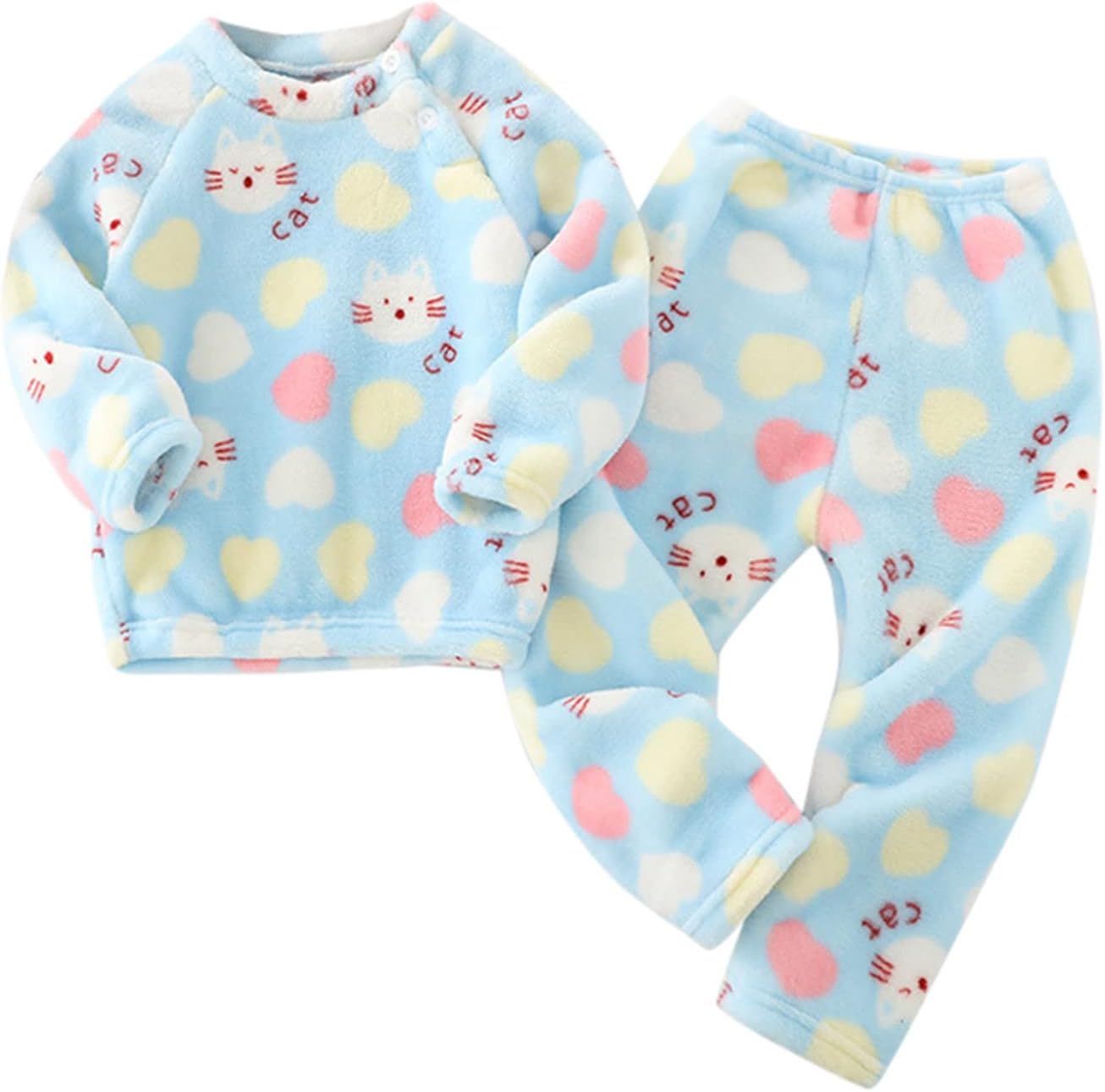 2 Piece Toddler Boys Girls' Winter Fleece 𝐏ajama Set Warm Plush Pullover Tops Pants Sl𝐞epwear Set 𝐏js Outfits