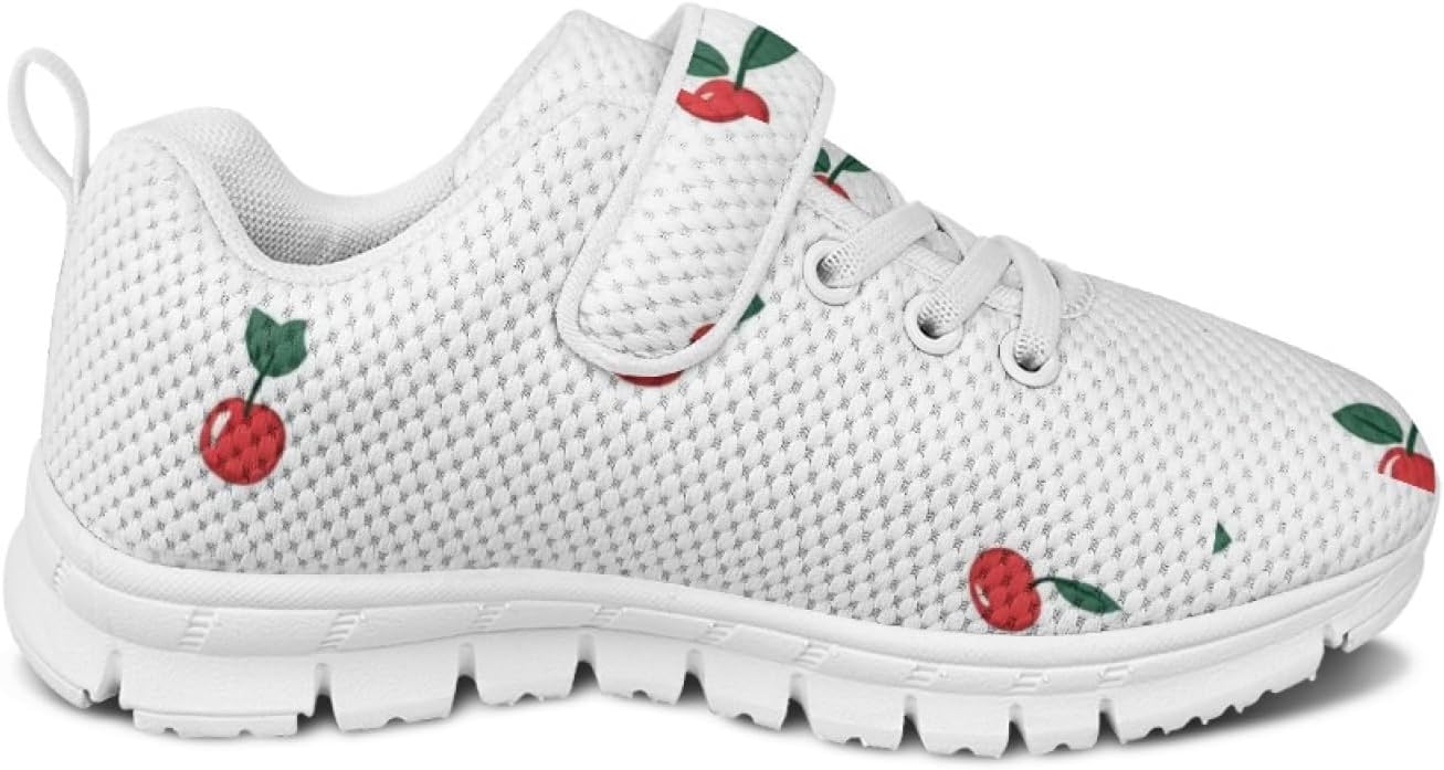 Black Tennis Gym Shoes with Hook and Loops Safe Walking Bowling Shoes Lace Up Flexible Girls Kids White Sneakers