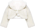 Girls Faux Fur Bolero Princess Shawl Wraps Girls Shrug Coat Jacket Flower Cape Wedding Party Dress