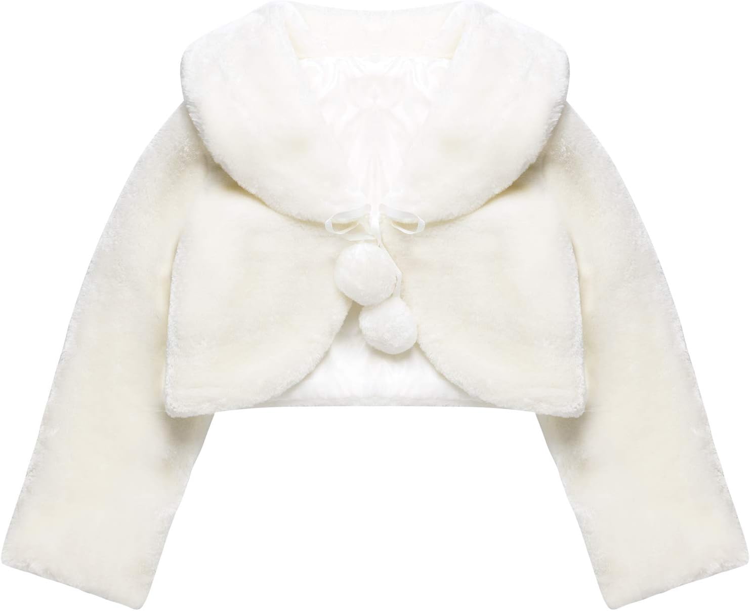 Girls Faux Fur Bolero Princess Shawl Wraps Girls Shrug Coat Jacket Flower Cape Wedding Party Dress