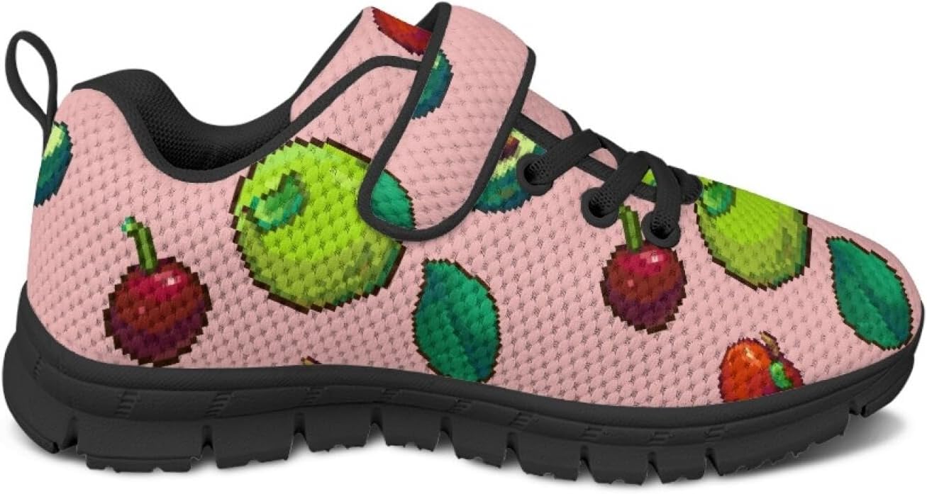 Girls Athletic Sneakers Cute Fruit Running Shoes for Kids with Hook and Loops Athletic Sneakers Kids Casual Footwear
