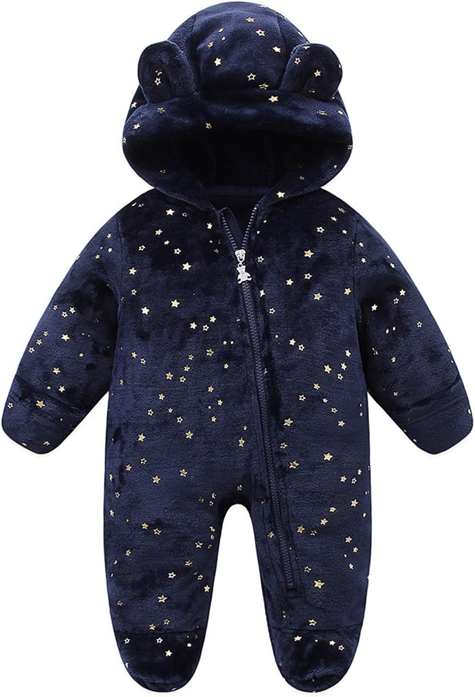 Baby Snowsuit Fleece Hooded Romper Toddler Footed Jumpsuit Onesie Thin Fall Winter Outfits