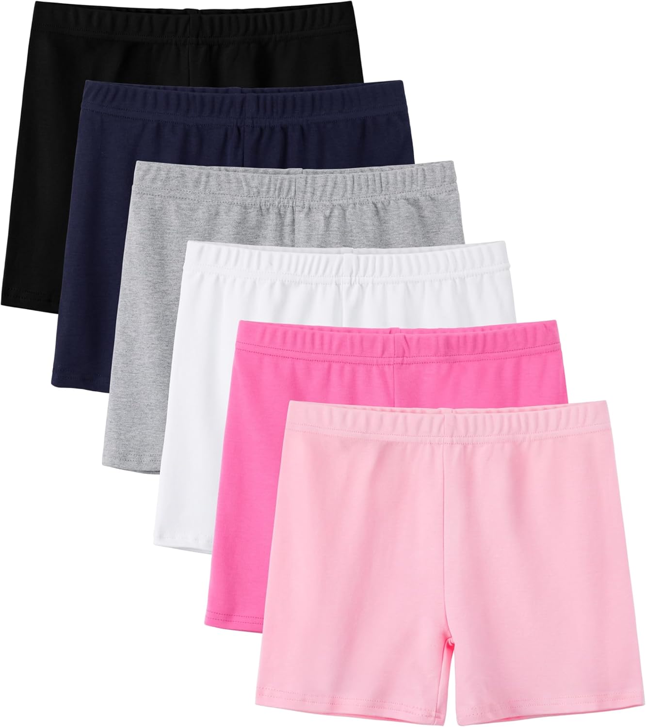 6 Pack Cotton Girls Bike Shorts Girls Shorts Girls Clothes Cartwheel Kids Shorts Under Dress Breathable Multi-Color