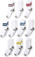 Boys and Toddlers' Cotton Cushioned Crew Sports Socks, 10 Pairs