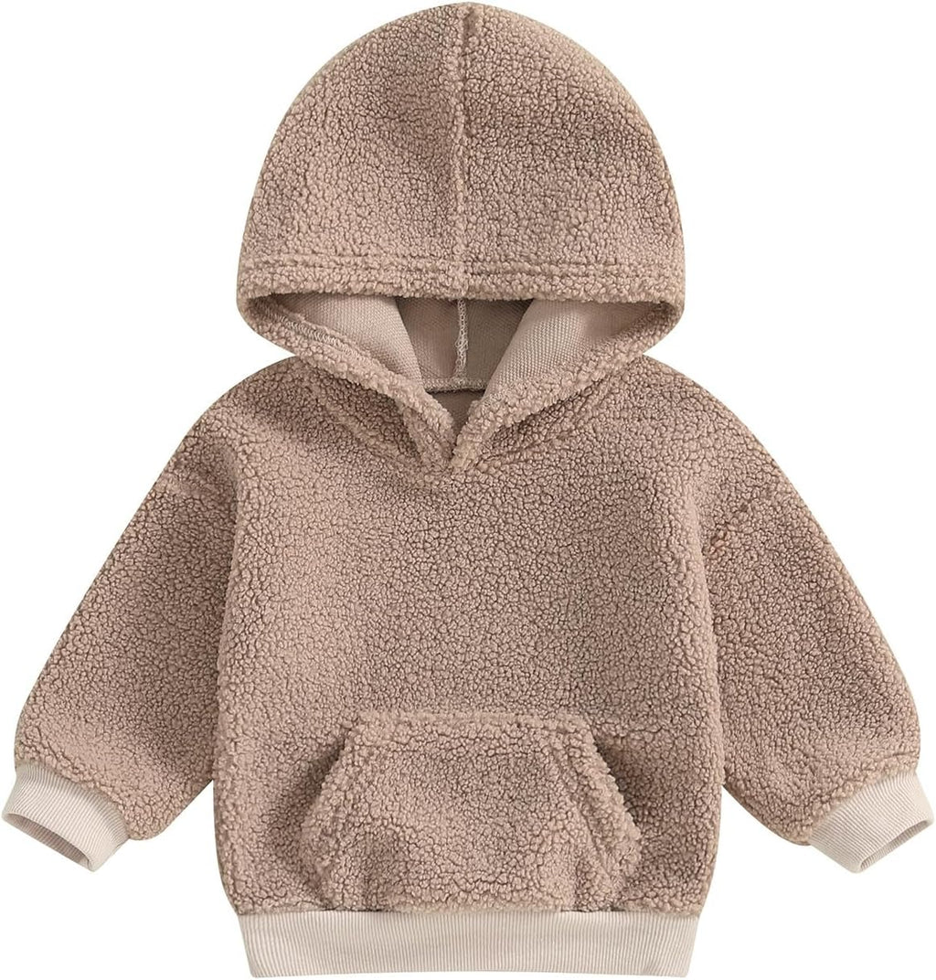 Toddler Baby Girl Boy Winter Clothes Fleece Jacket Hoodie Coat Warm Furry Hooded Jumper Outerwear Tops