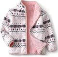 Kids Printed Polar Fleece Jacket Toddler Baby Boys Girls Autumn Winter Warm Sherpa Lining Outerwear Soft Lightweight