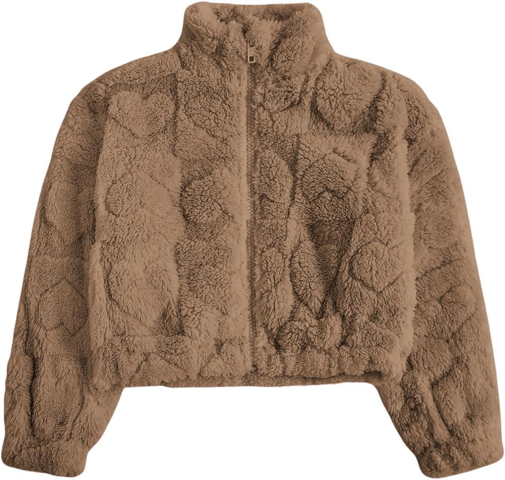 Toddle Girls Sherpa Jacket Zip Up Fuzzy Fleece Jacket Warm Teddy Coat Outerwear