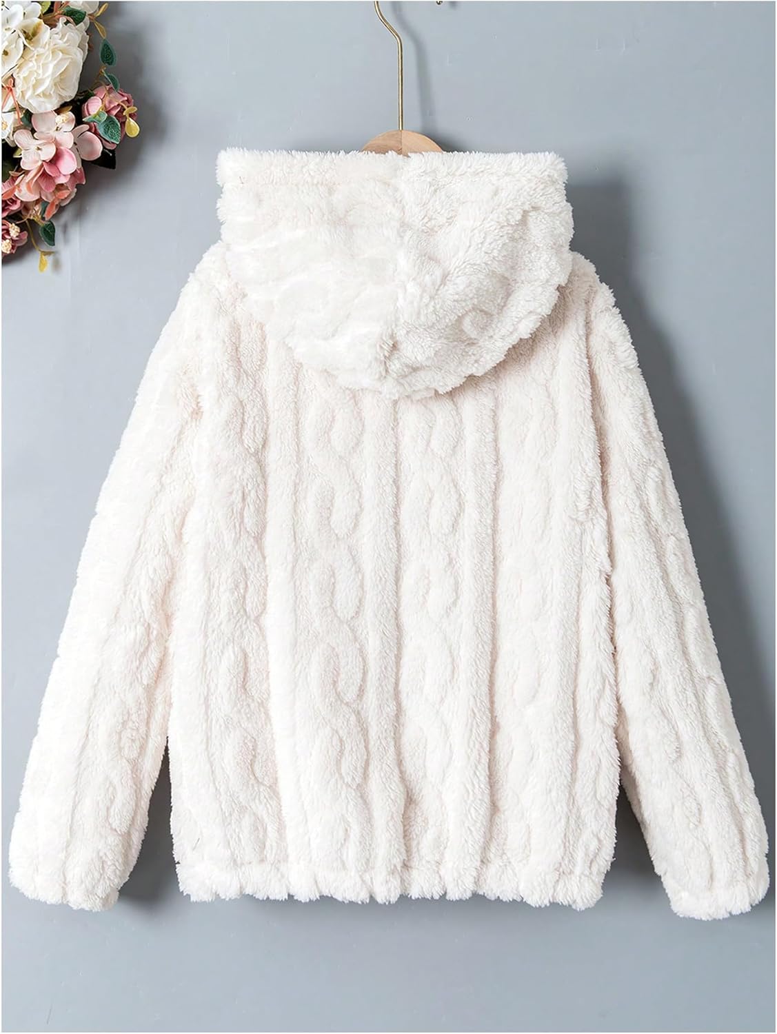 Girl's Zip Up Fuzzy Jacket Hoodies Long Sleeve Casual Coat Outerwear