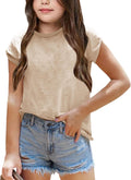 Girls Short Sleeve Tee Summer Crewneck T-Shirt Casual Loose Fit Basic Shirts