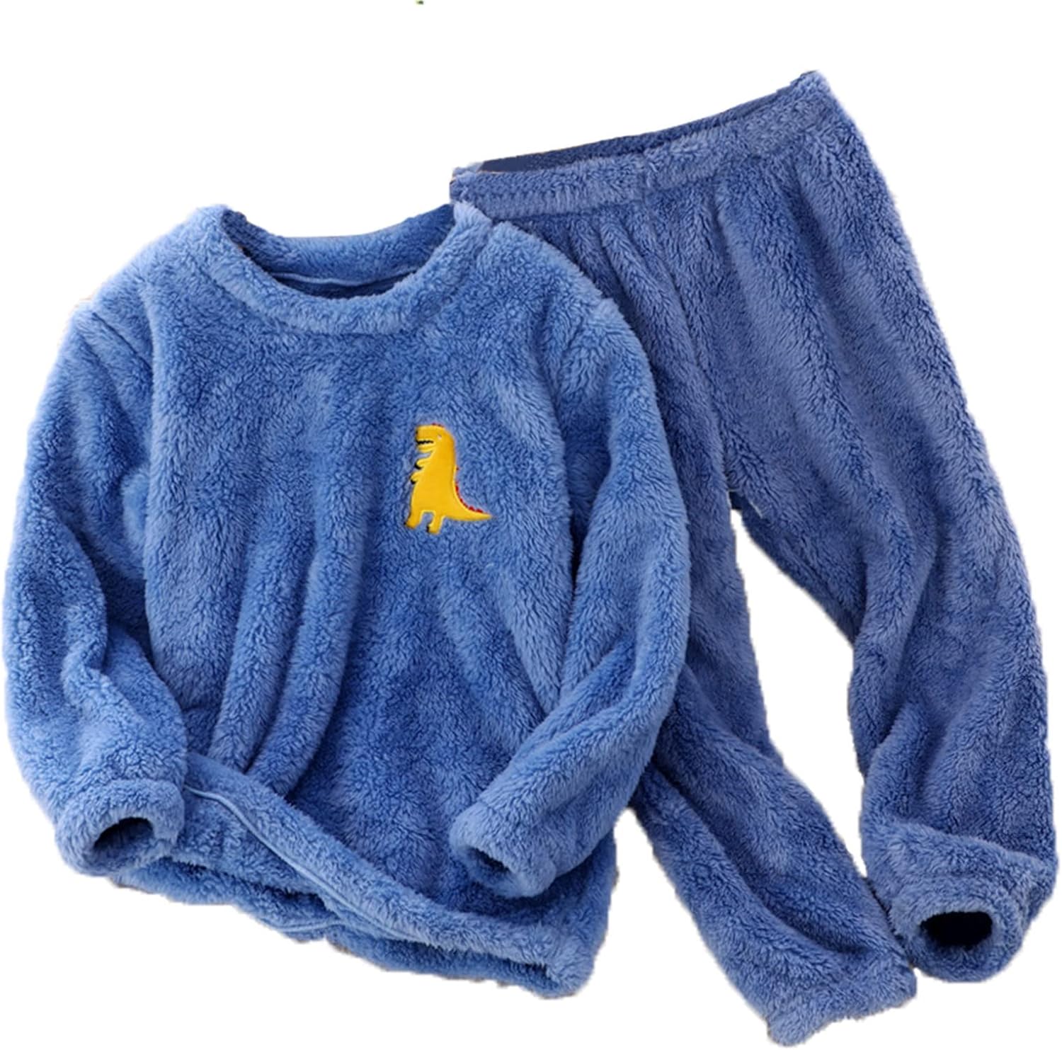 Toddler Boys Girls Fleece Pajama Set Winter Warm Plush Tops+Pants Outfits Sleepwear Soft Comfy 2 Piece Loungewear Child PJS