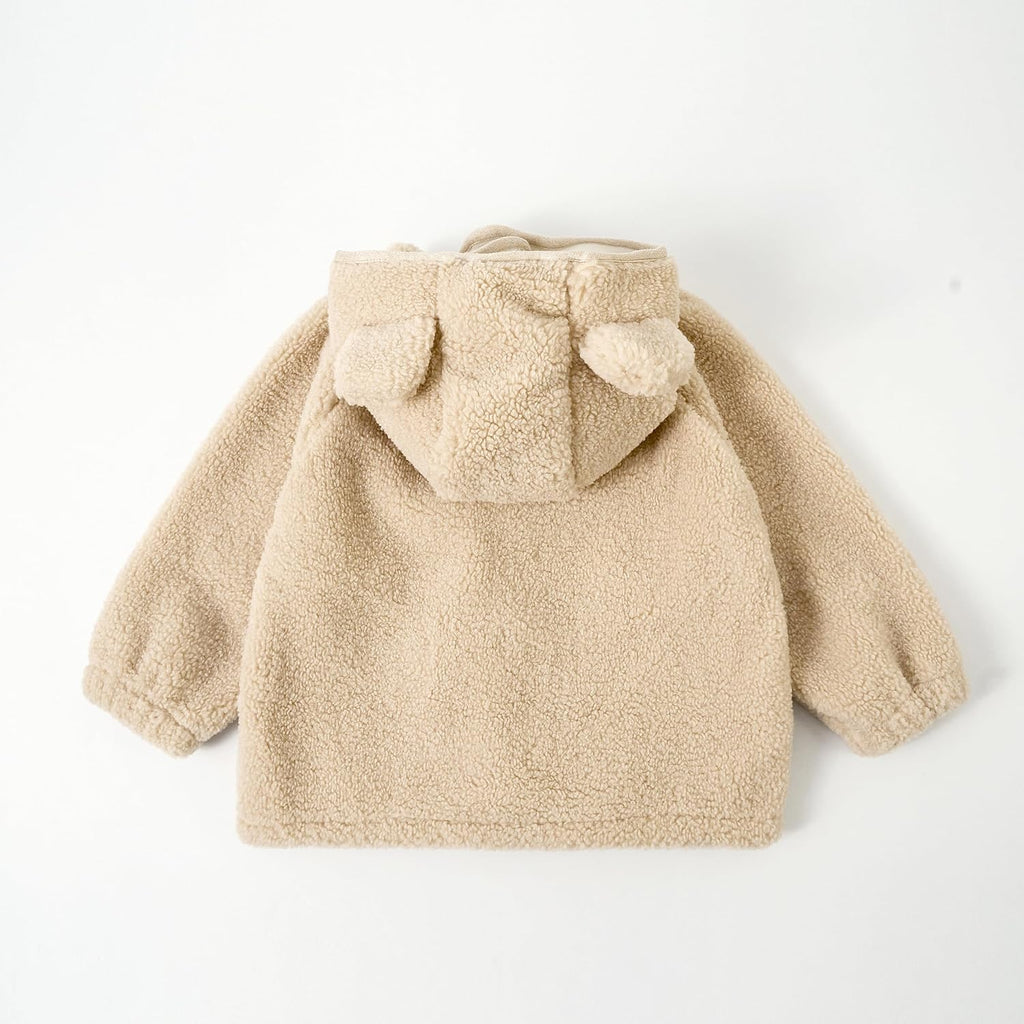 Toddler Girls Winter Coat Kids Fleece Hooded Jacket Zip Up Baby Thick Warm Outerwear Overcoat