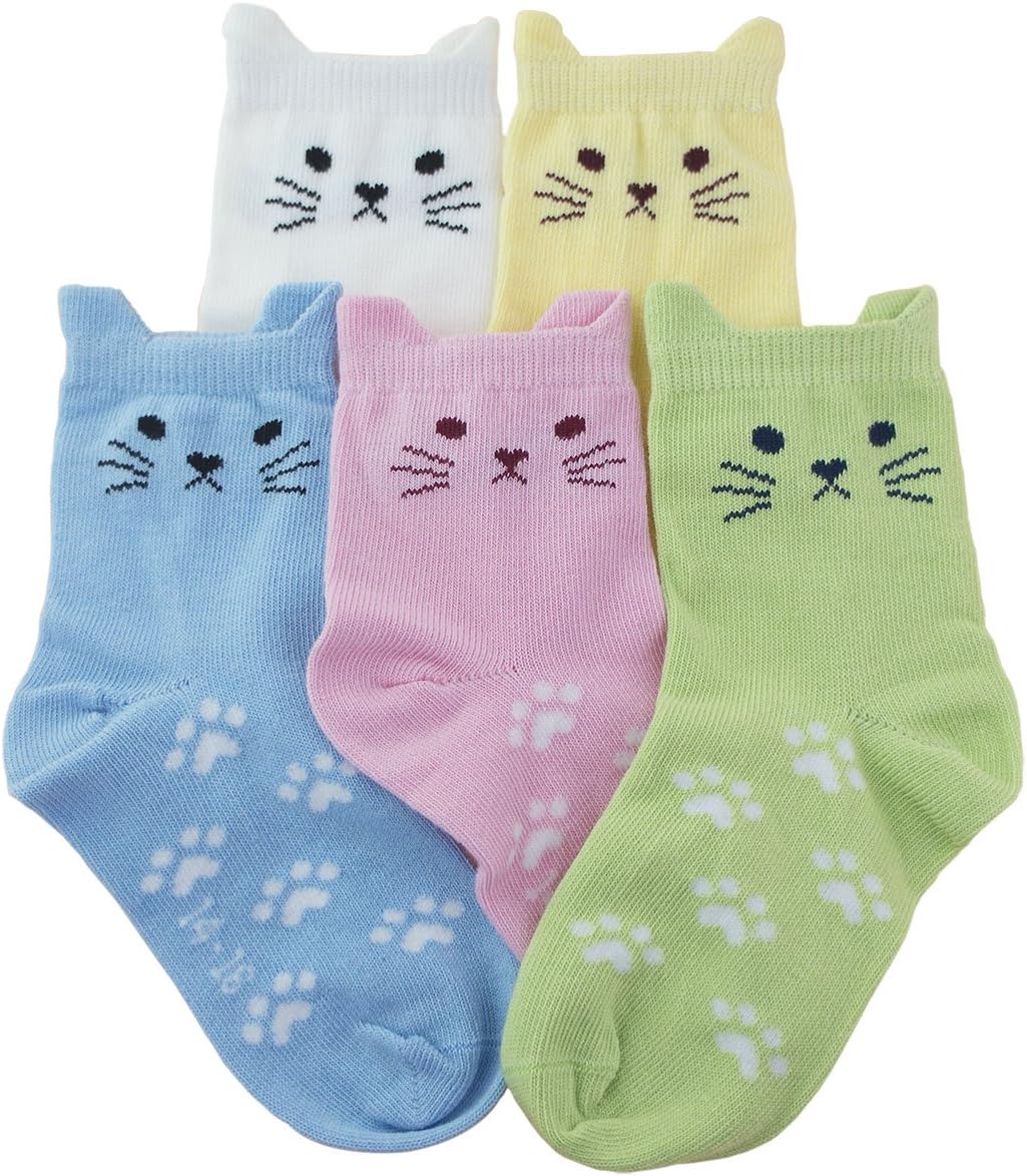 Kids Girls Cotton Cute Socks Low Cut Crew Ankle No Toe Seam Pack of 5