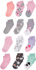 12-Pair Short Ankle Socks for Baby Girls