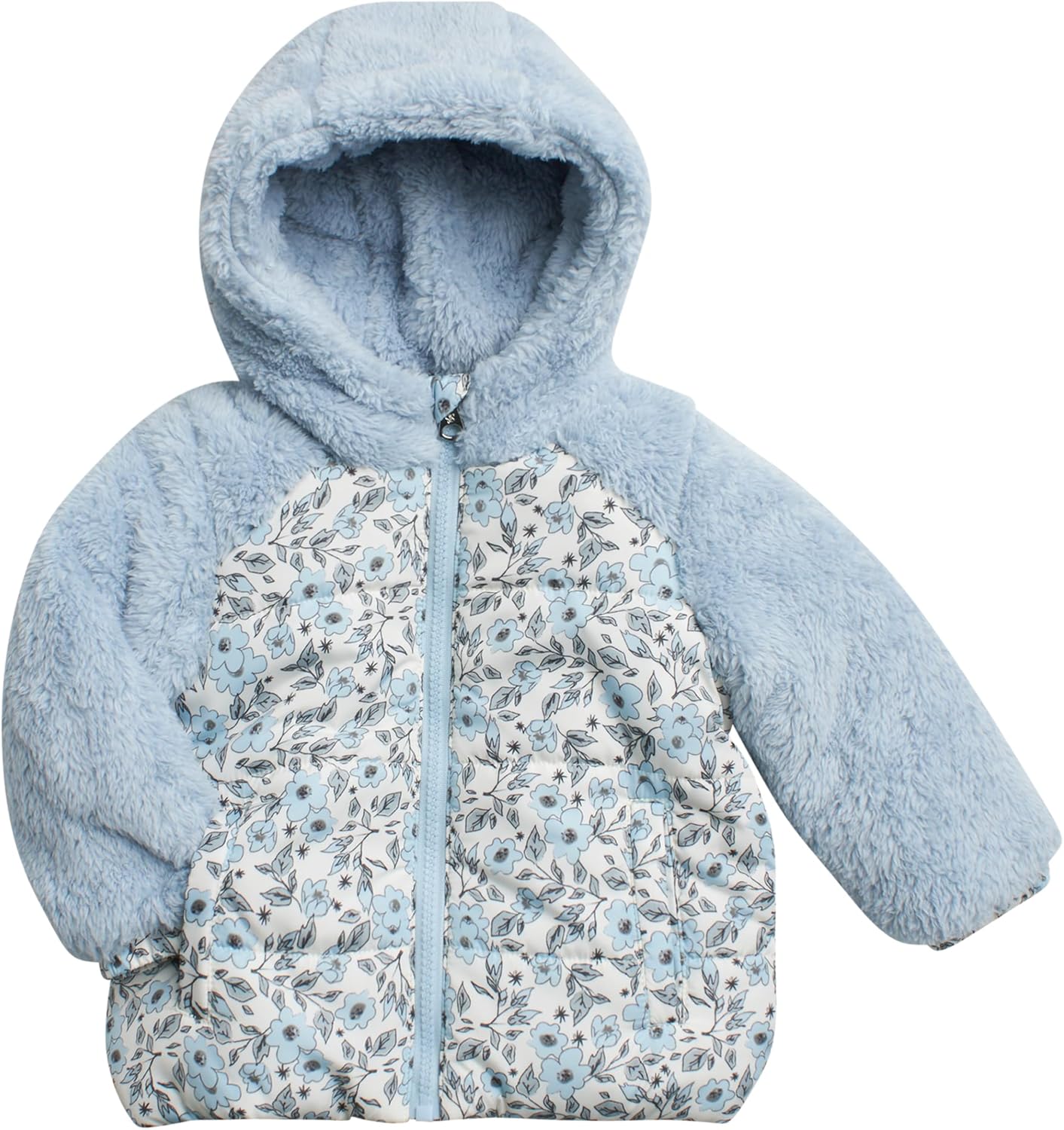 Infant Girls Puffer Jacket - Quilted Sherpa Lined Hood Heated Winter Jackets for Toddler Girls (12M-24M)