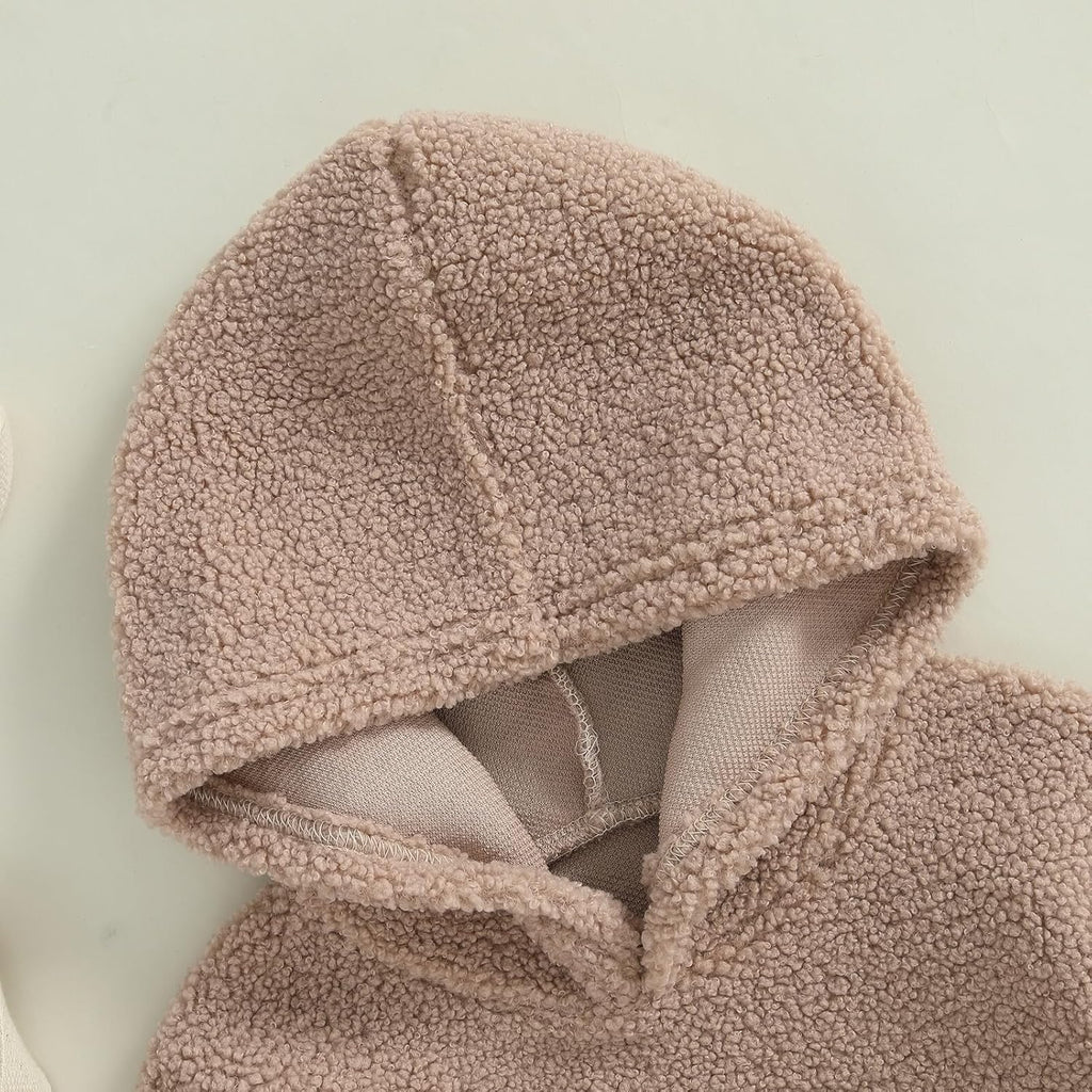 Toddler Baby Girl Boy Winter Clothes Fleece Jacket Hoodie Coat Warm Furry Hooded Jumper Outerwear Tops