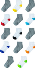Unisex Kids and Toddlers' Cotton Ankle Socks for Boys Girls Toddlers, 14 Pairs