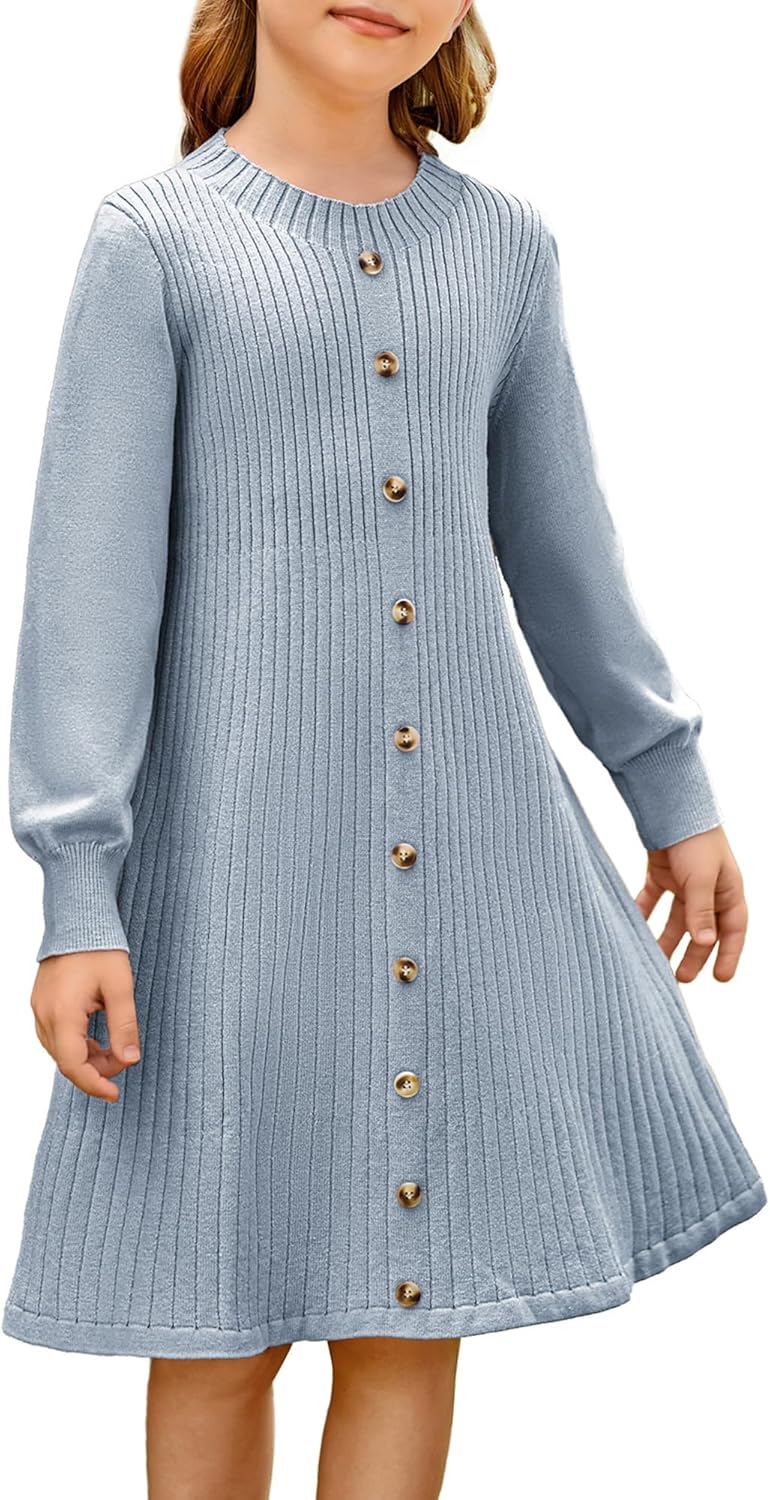 Girls Fall Sweater Dresses, Girl Long Sleeve Winter Dress, Kids Knit Casual Formal Dresses Size 6-14