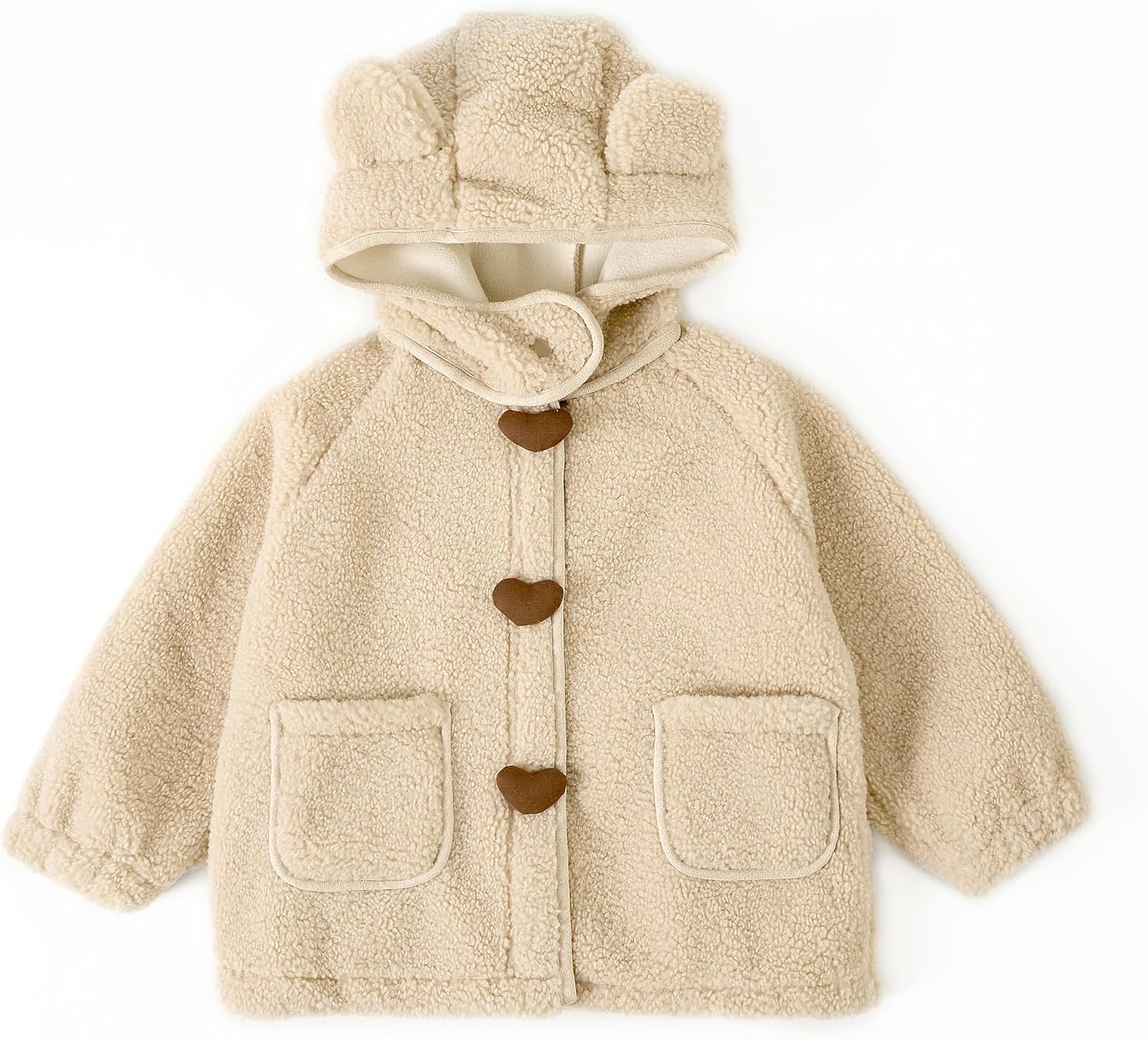 Toddler Girls Winter Coat Kids Fleece Hooded Jacket Zip Up Baby Thick Warm Outerwear Overcoat
